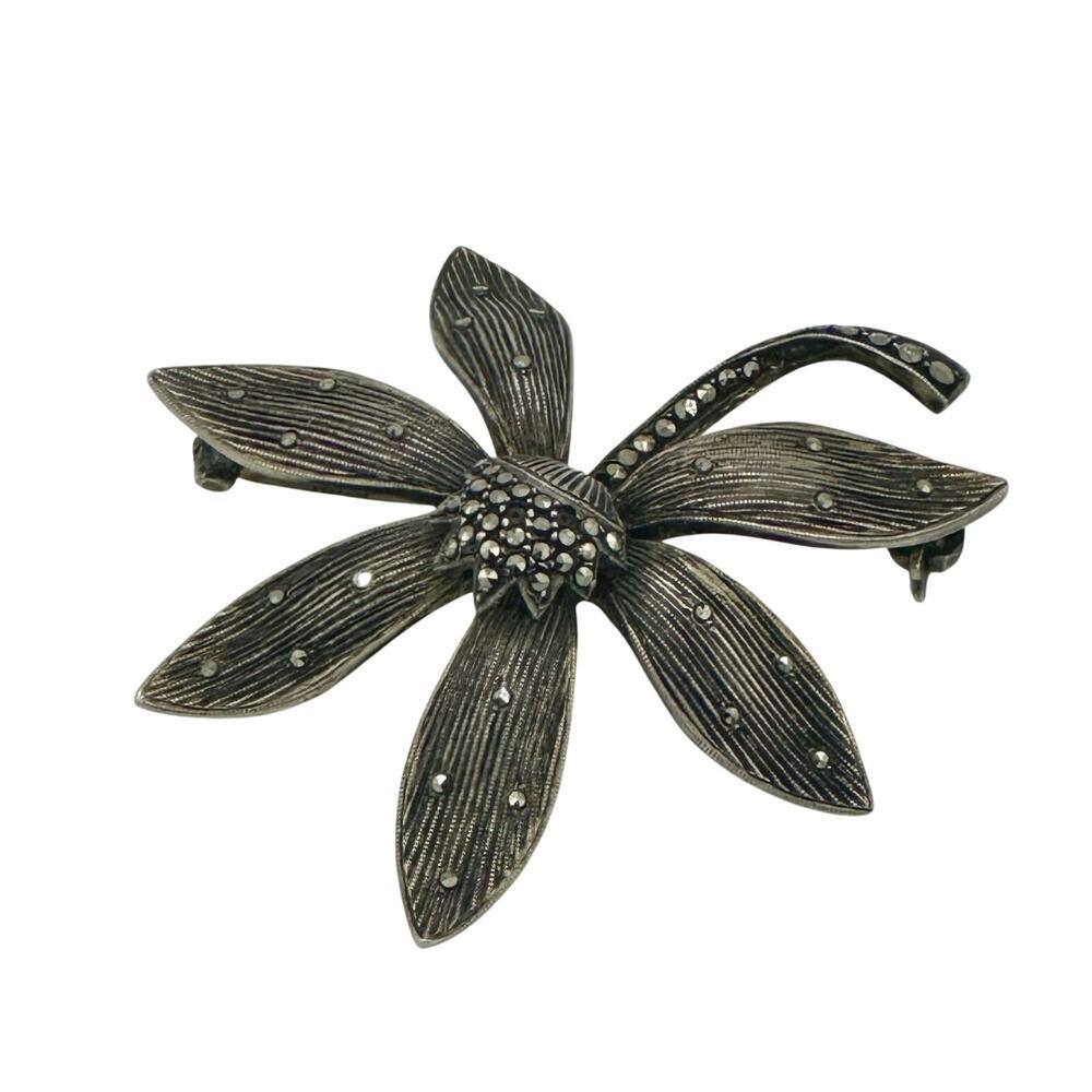 Theodore Fahrner Rare Sterling & Marcasite Pin Vintage Brooch Original Old 925